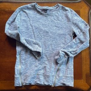 Ann Taylor knit top with zippers cozy comfy heather grey